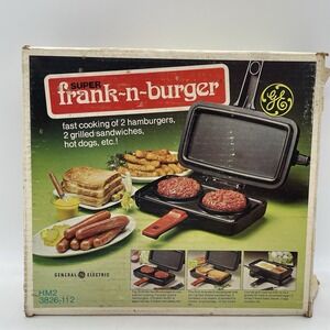 Vintage GE Super Frank-N-Burger Electric Griddle Appliance 1976 HM2/3826-112